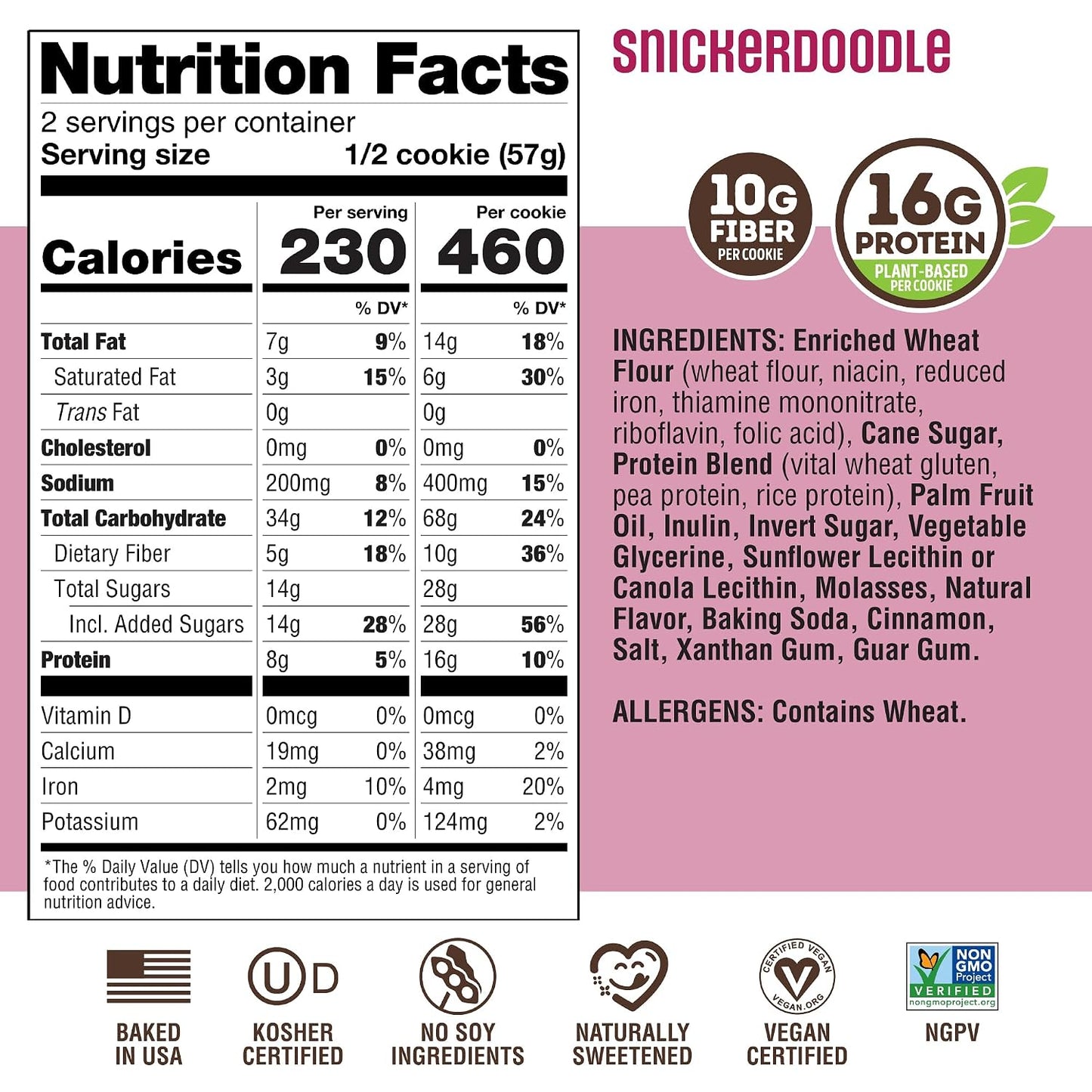 Lenny & Larry's Protein Cookie, Snickerdoodle – Pack of 12