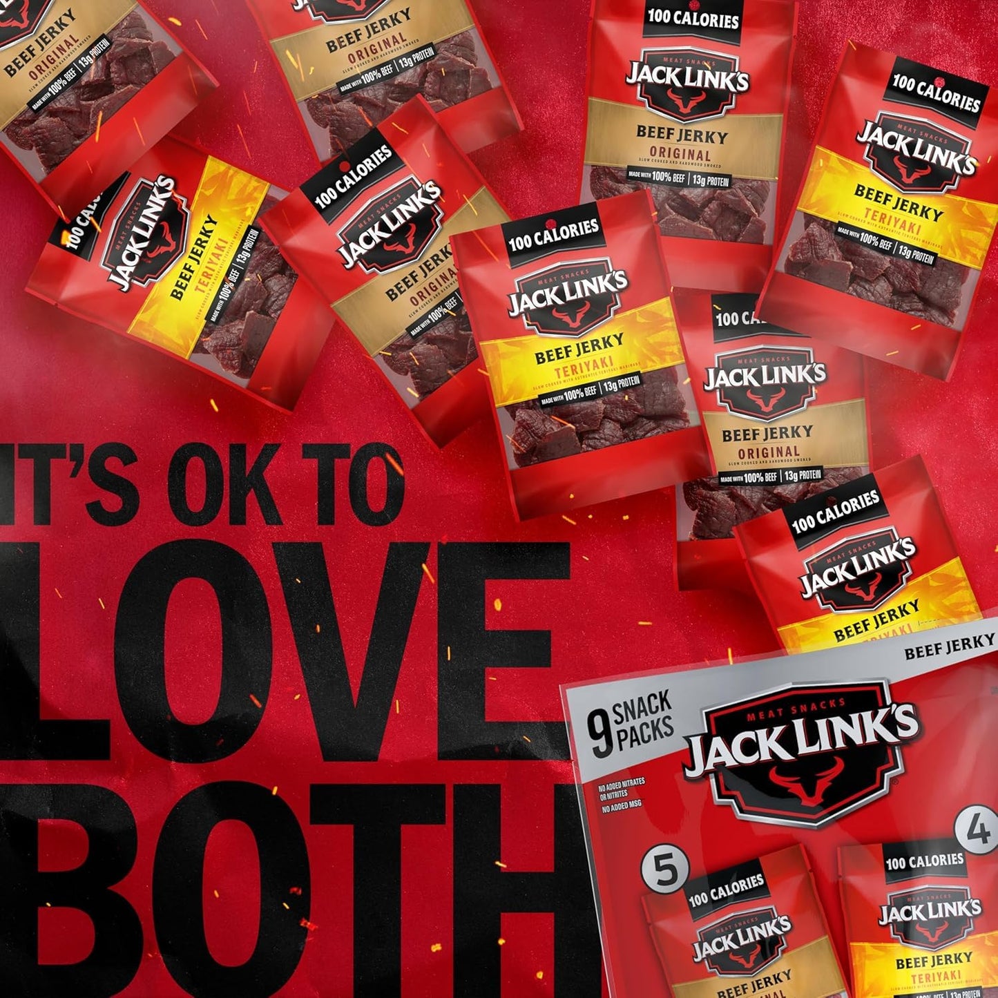 Jack Link'S Beef Jerky Variety Pack - Original and Teriyaki - (9 Pack) 1.25 Oz Bag