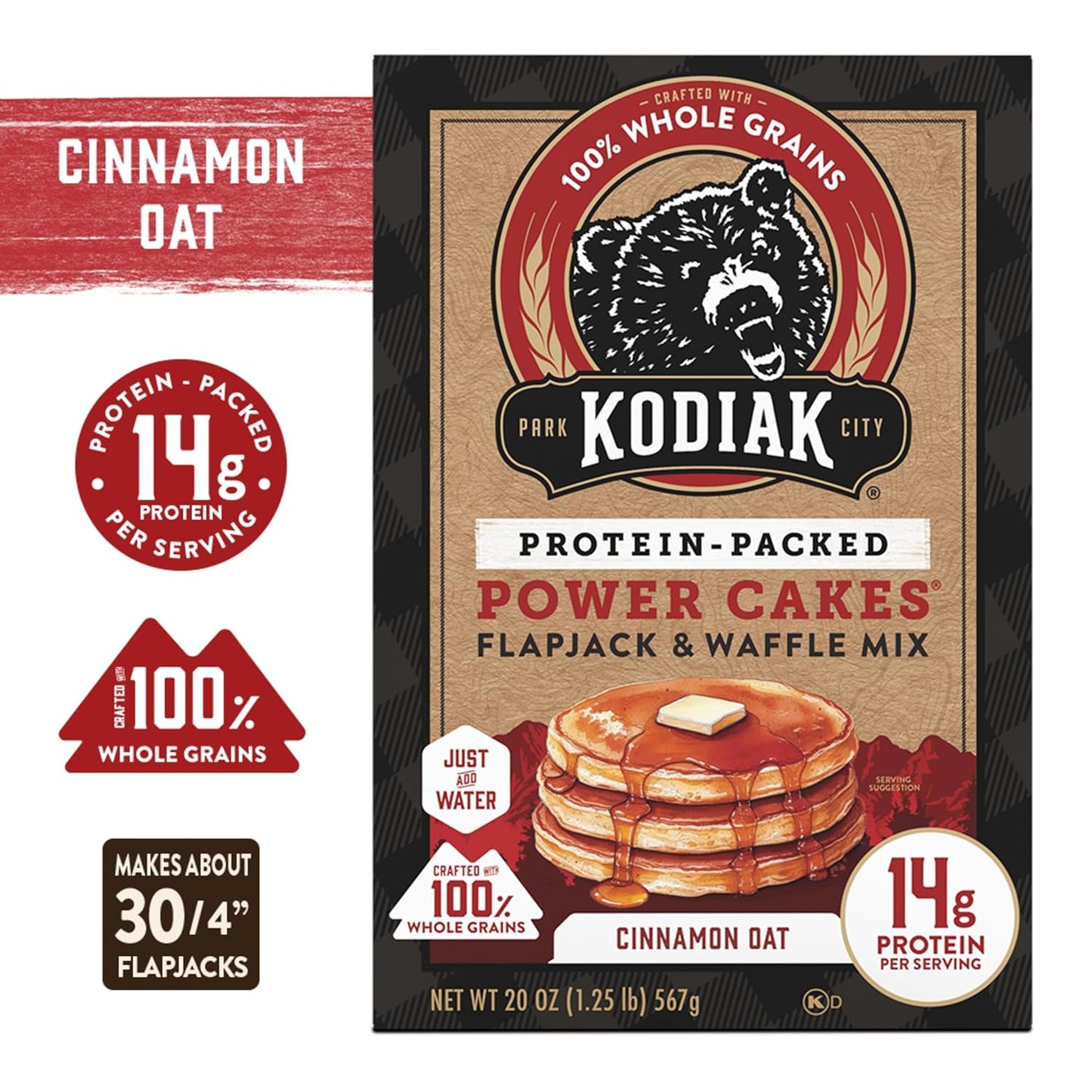 Kodiak Cakes Protein Pancake Power Cakes, Cinnamon Oat (Pack of 6)