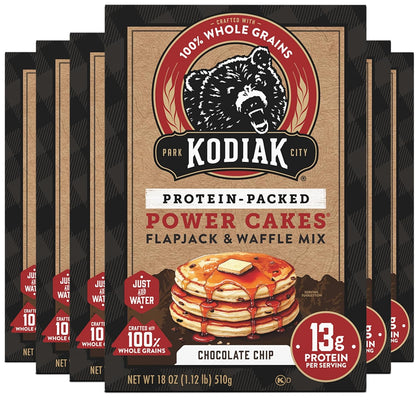 Kodiak Cakes Protein Pancake Power Cakes, Chocolate Chip (Pack of 6)