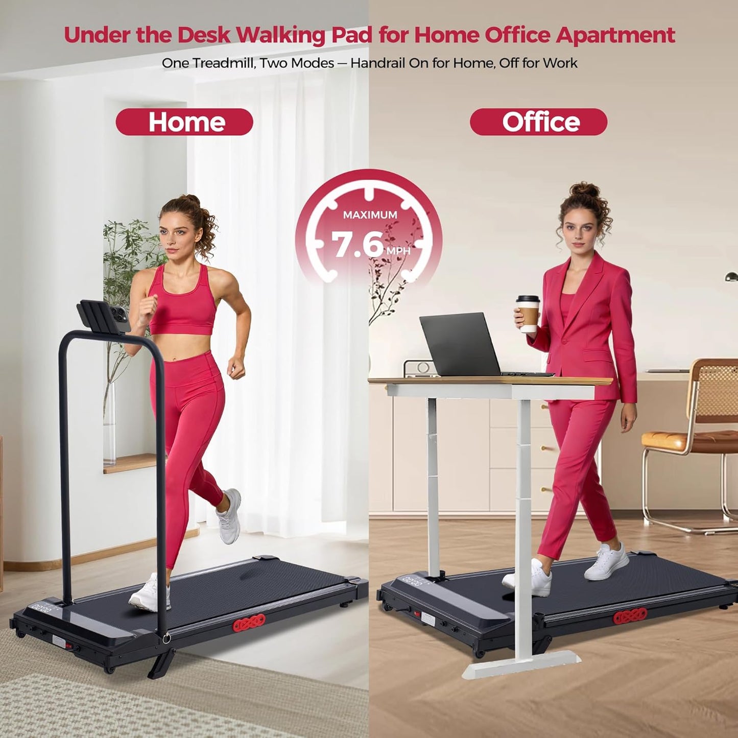 Potupus Walking Pad with Handlebar and Incline