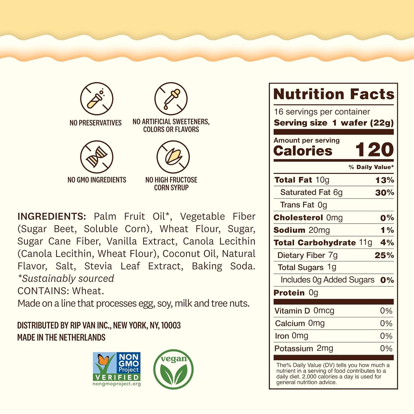 Rip Van Vanilla Keto Wafer Cookies - Non GMO Keto Cookies - 16 Count