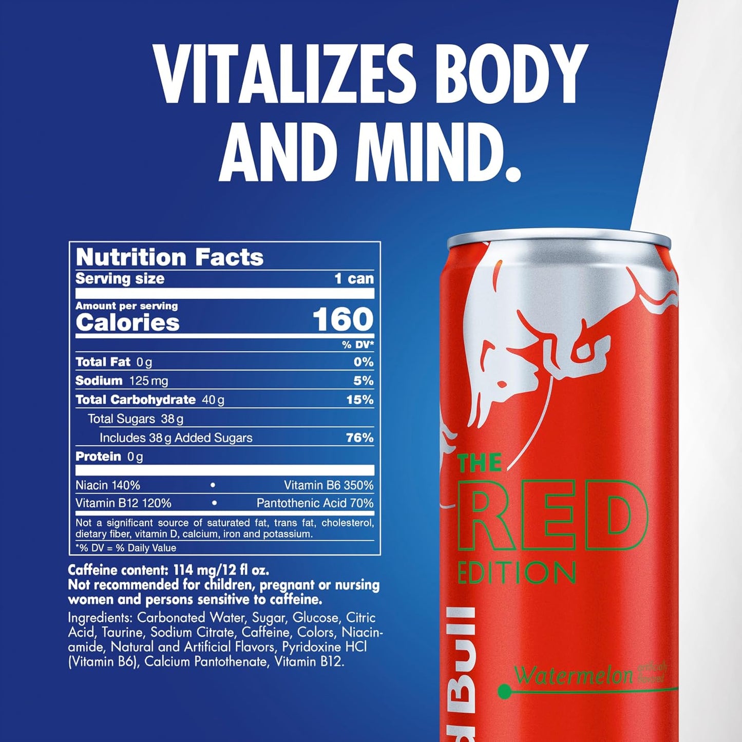 Red Bull Red Edition Energy Drink, Watermelon, 12 Fl oz, Pack of 24 Cans