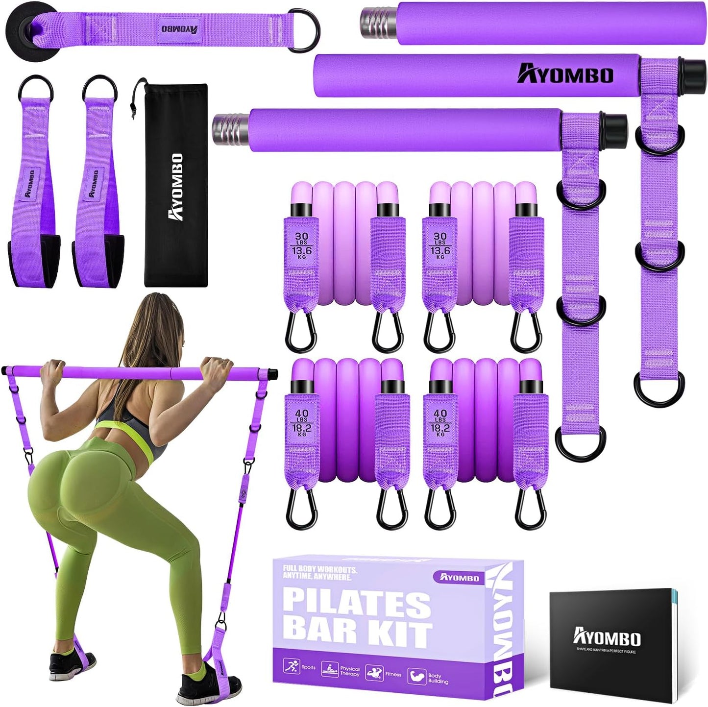 Ayombo Pilates Bar Kit with Resistance Bands