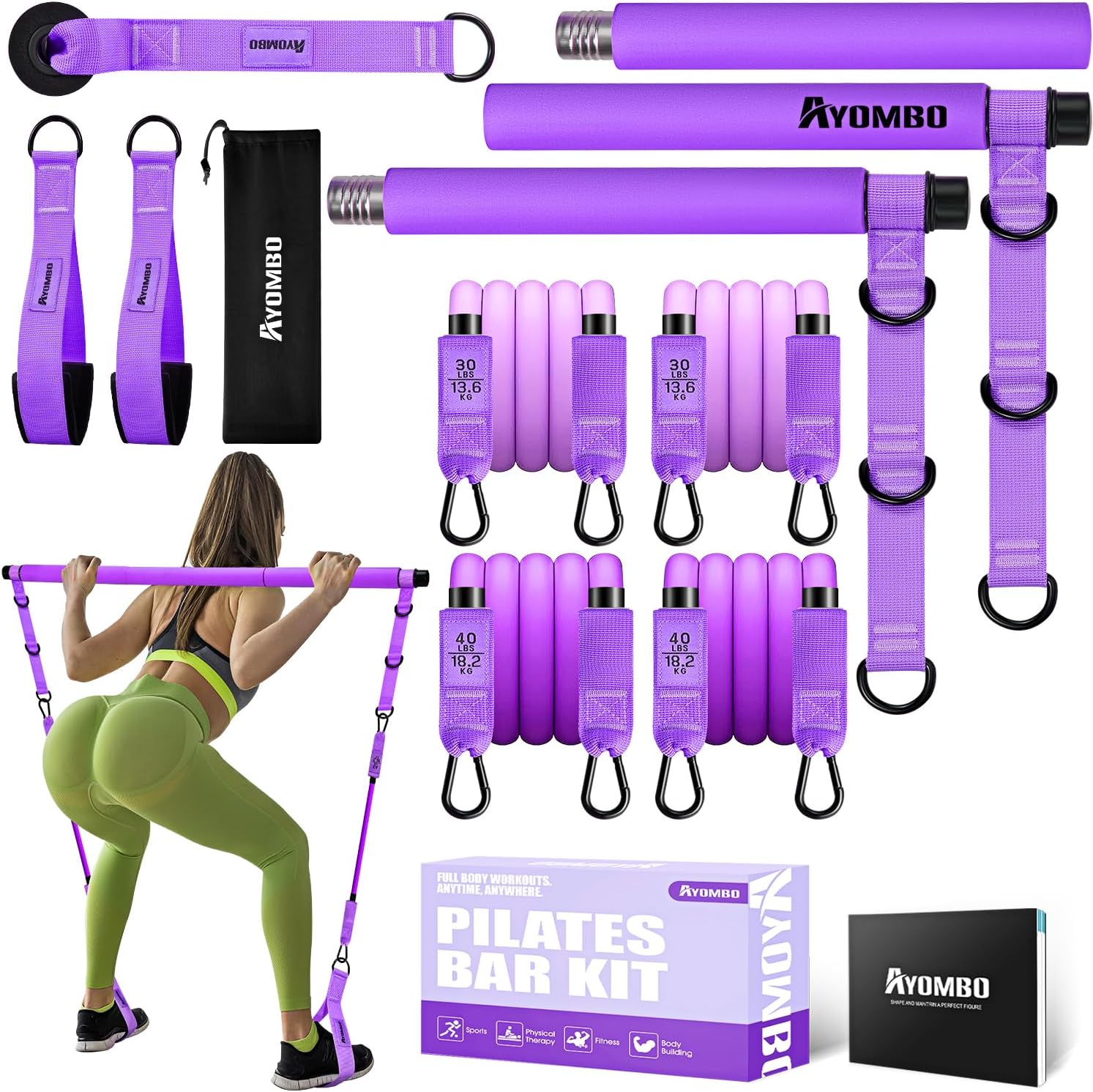 Ayombo Pilates Bar Kit with Resistance Bands