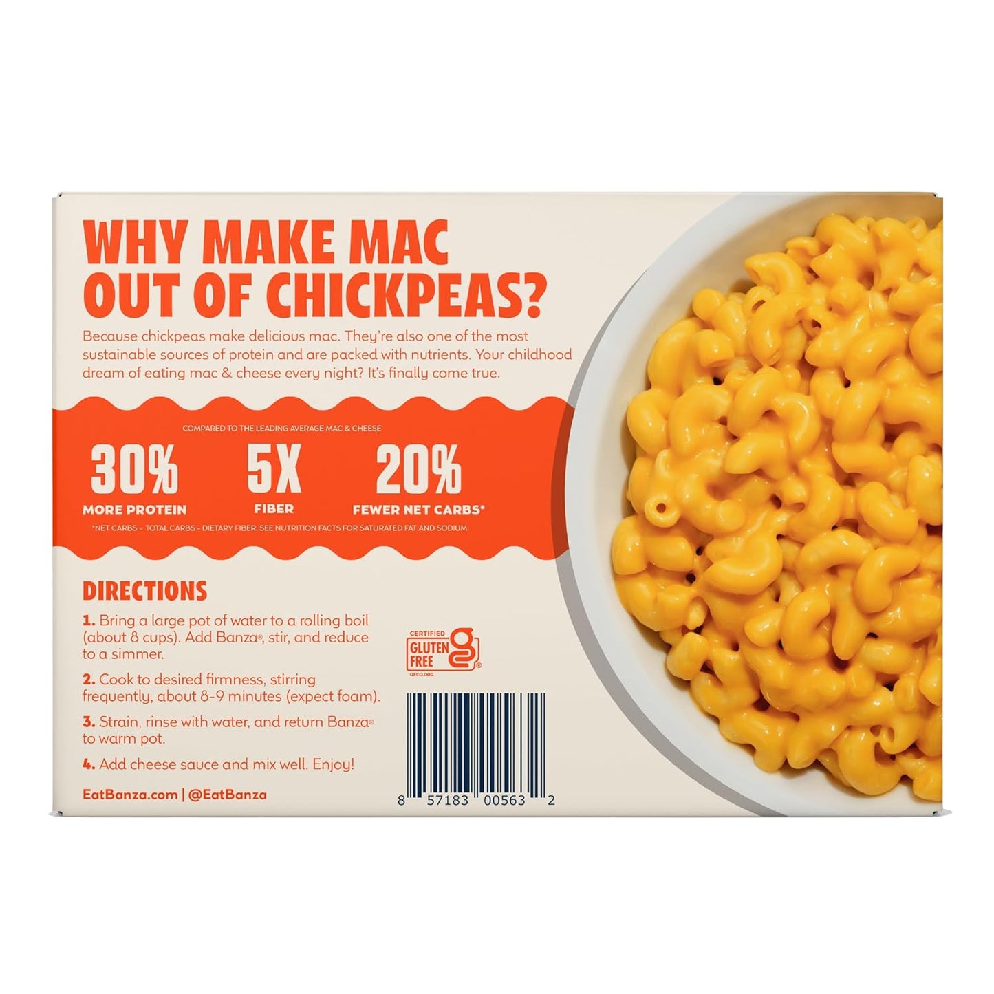Banza Deluxe Elbows Mac and Cheese with Creamy Cheddar - High Protein and Gluten Free