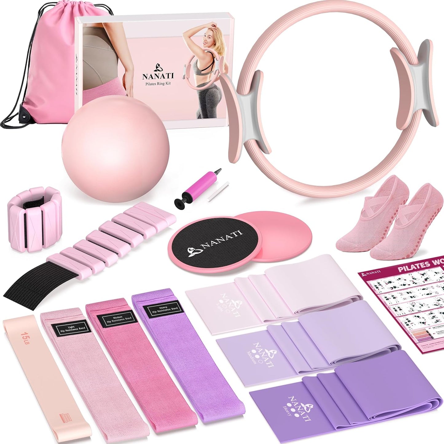 NANATI Pilates Kit, Home Pilates Workout Kit for Women