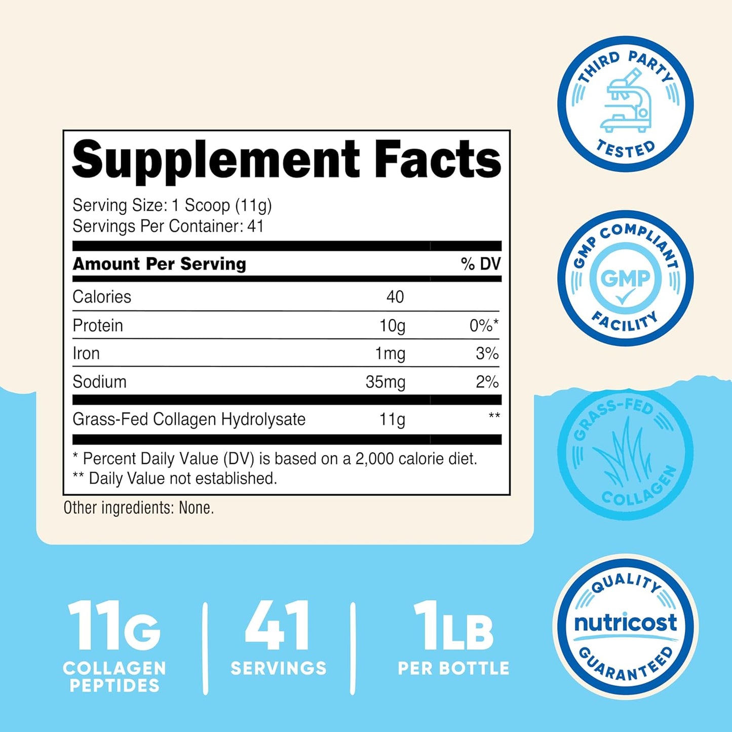 Nutricost Collagen Peptides Powder 1LB (Unflavored)