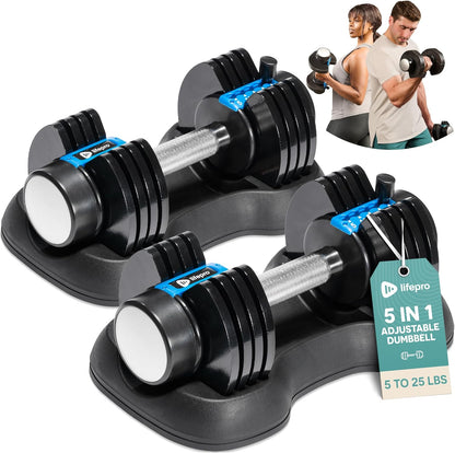 Adjustable Dumbbells Set – 25Lb Pair