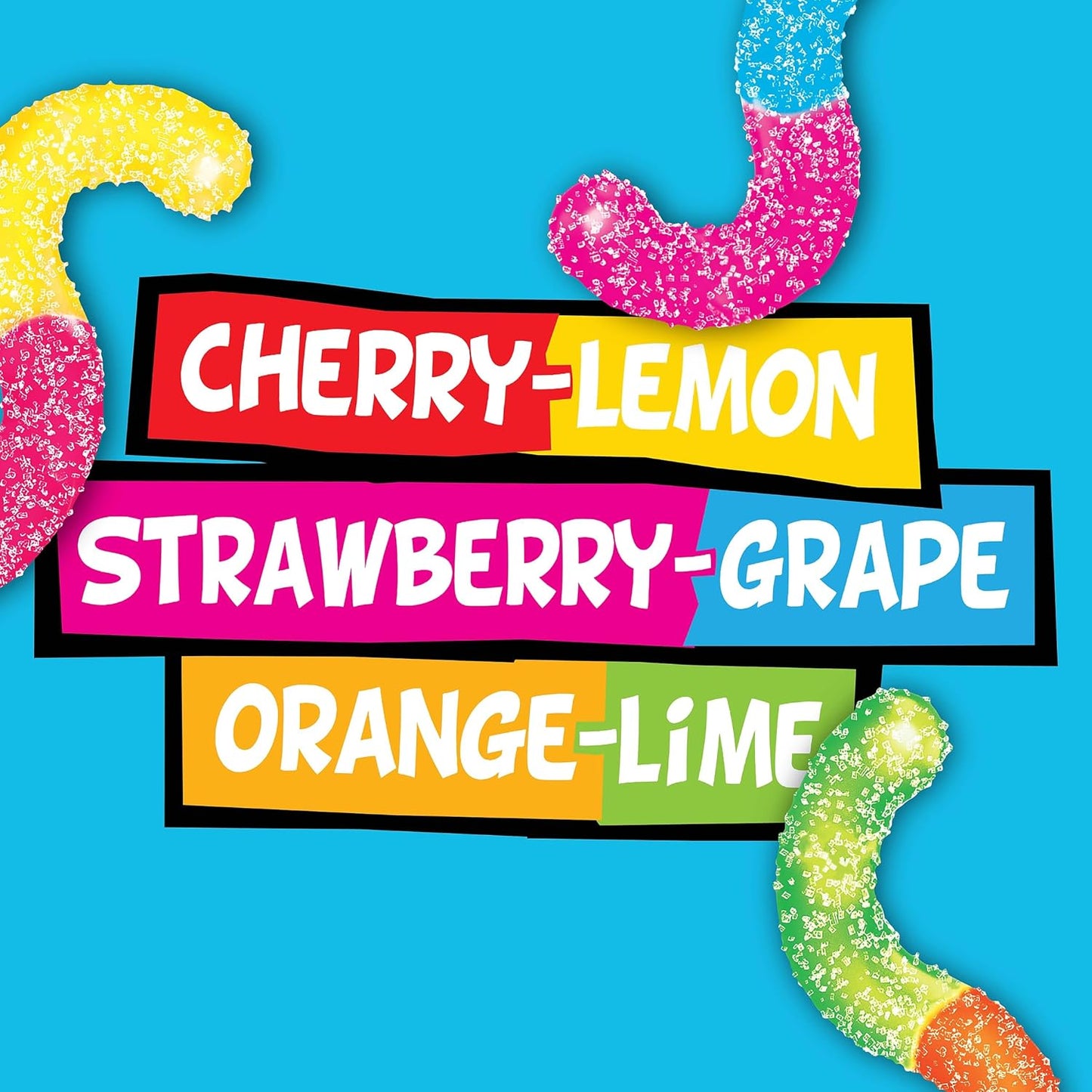 Trolli Sour Brite Crawlers, Cherry-Lemon, Strawberry-Grape & Orange-Lime, Gummy Worms