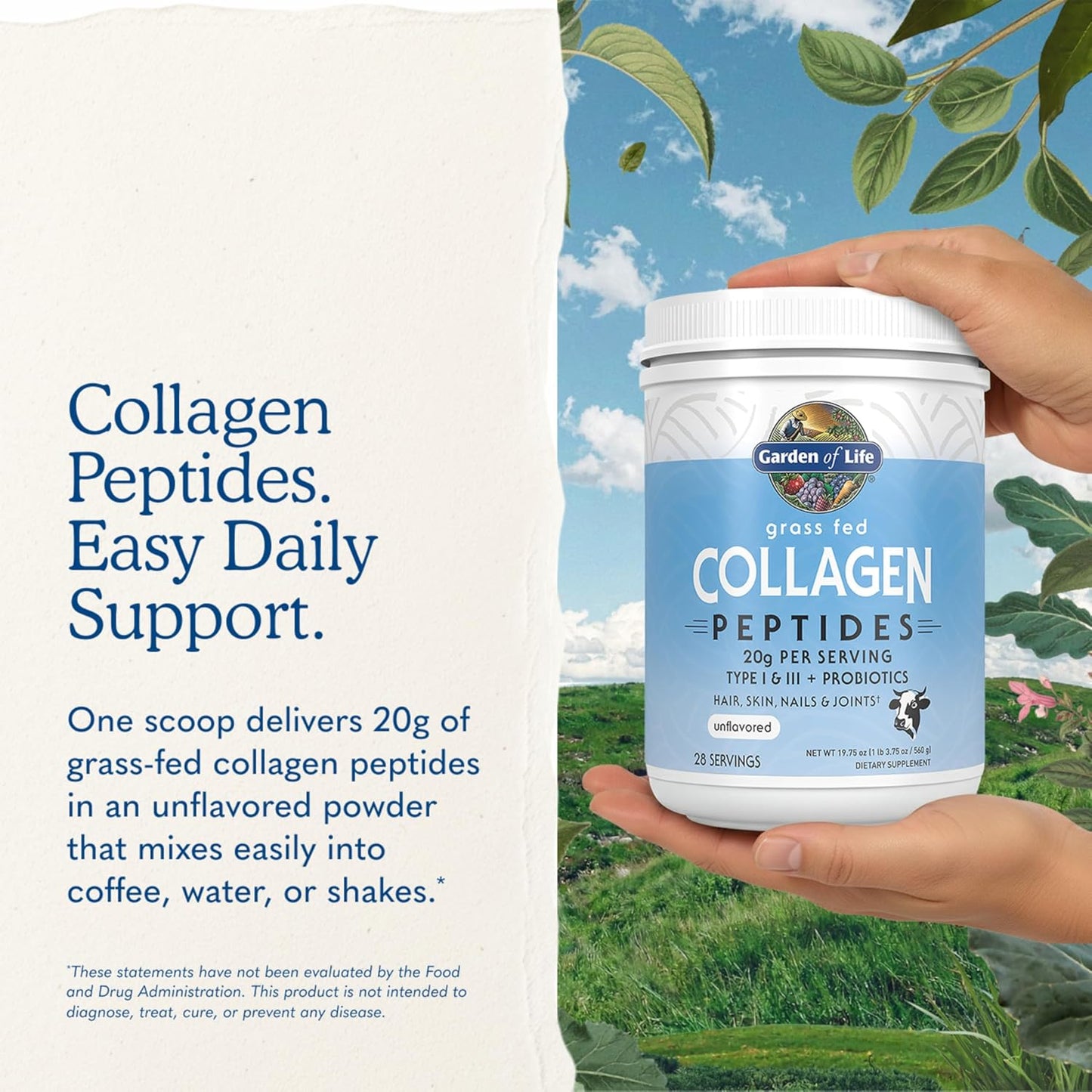 Garden of Life Grass Fed Collagen Peptides Powder Unflavored