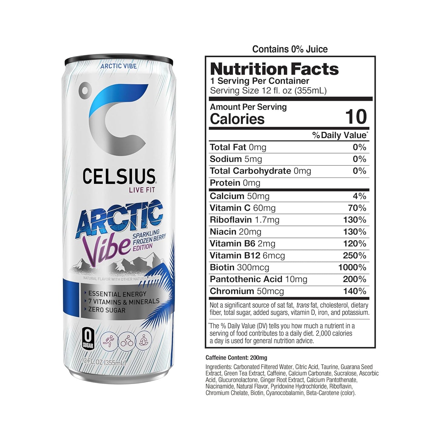 CELSIUS ARCTIC VIBE Sparkling Frozen Berry, 12 Fl oz (Pack of 12)