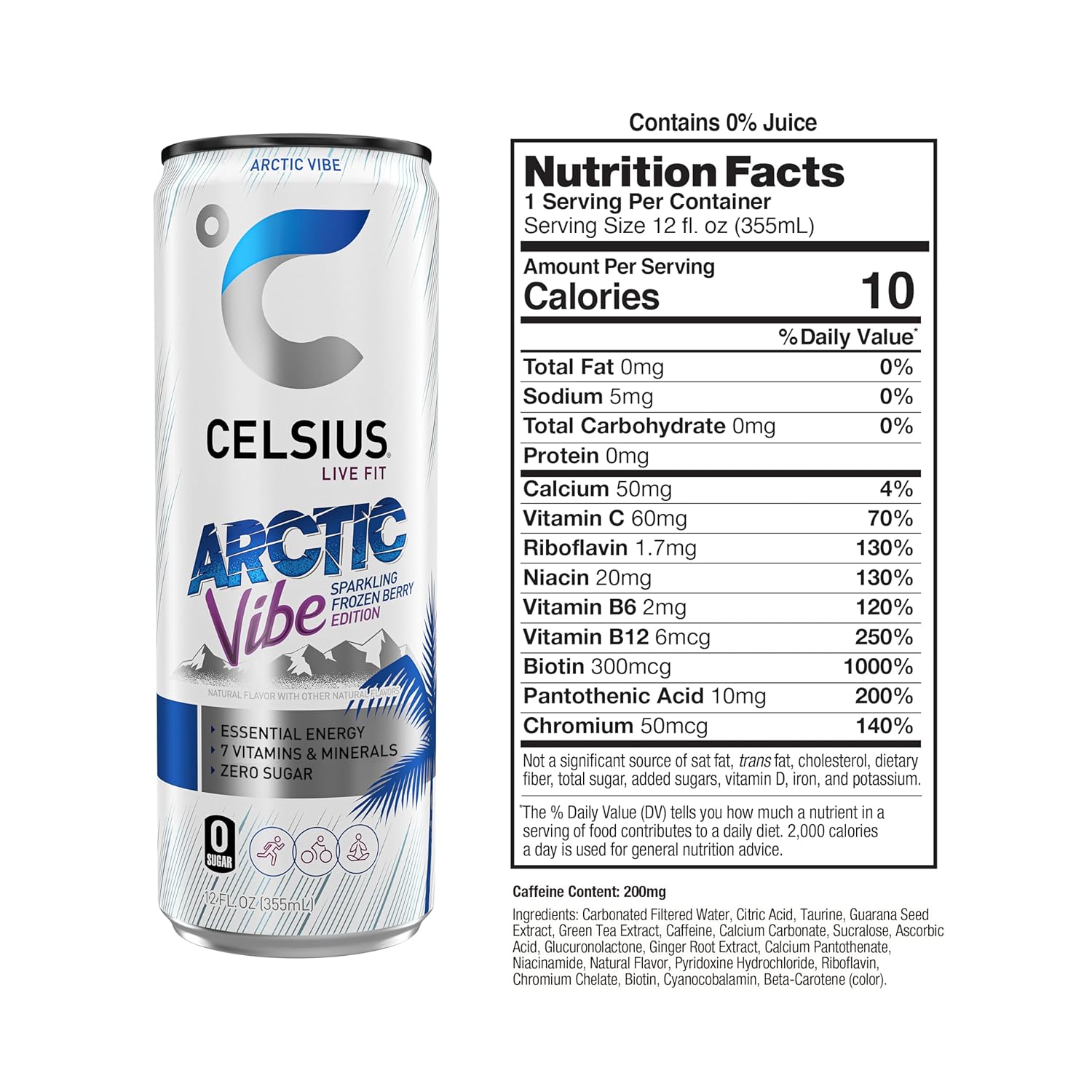 CELSIUS ARCTIC VIBE Sparkling Frozen Berry, 12 Fl oz (Pack of 12)