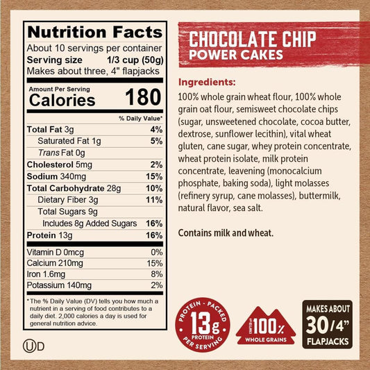 Kodiak Cakes Protein Pancake Power Cakes, Chocolate Chip (Pack of 6)