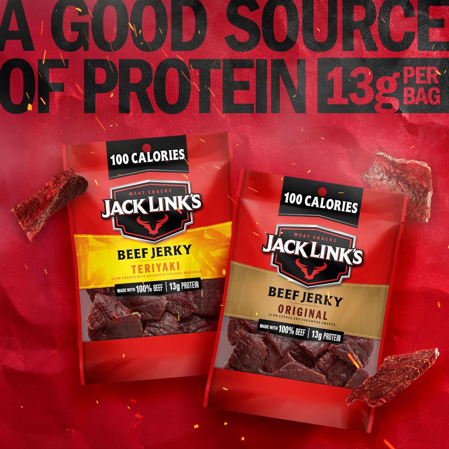 Jack Link'S Beef Jerky Variety Pack - Original and Teriyaki - (9 Pack) 1.25 Oz Bag
