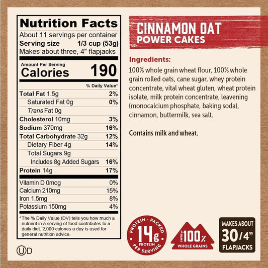 Kodiak Cakes Protein Pancake Power Cakes, Cinnamon Oat (Pack of 6)