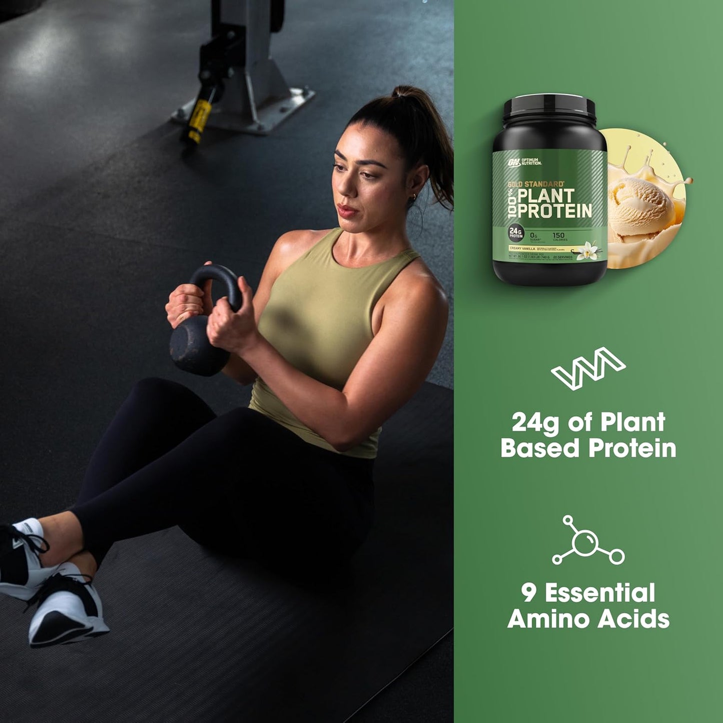 Optimum Nutrition Gold Standard 100% Plant Based Protein Powder - Creamy Vanilla, 20 Servings