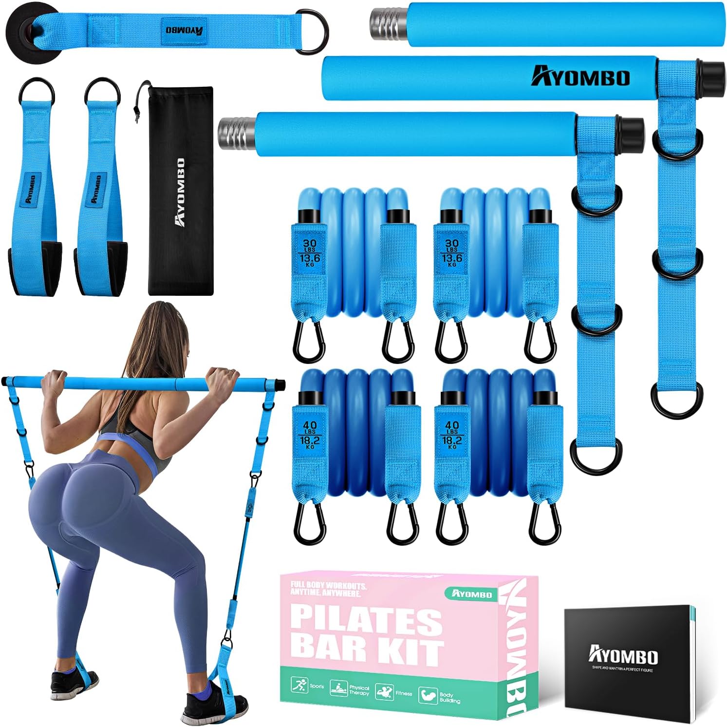 Ayombo Pilates Bar Kit with Resistance Bands