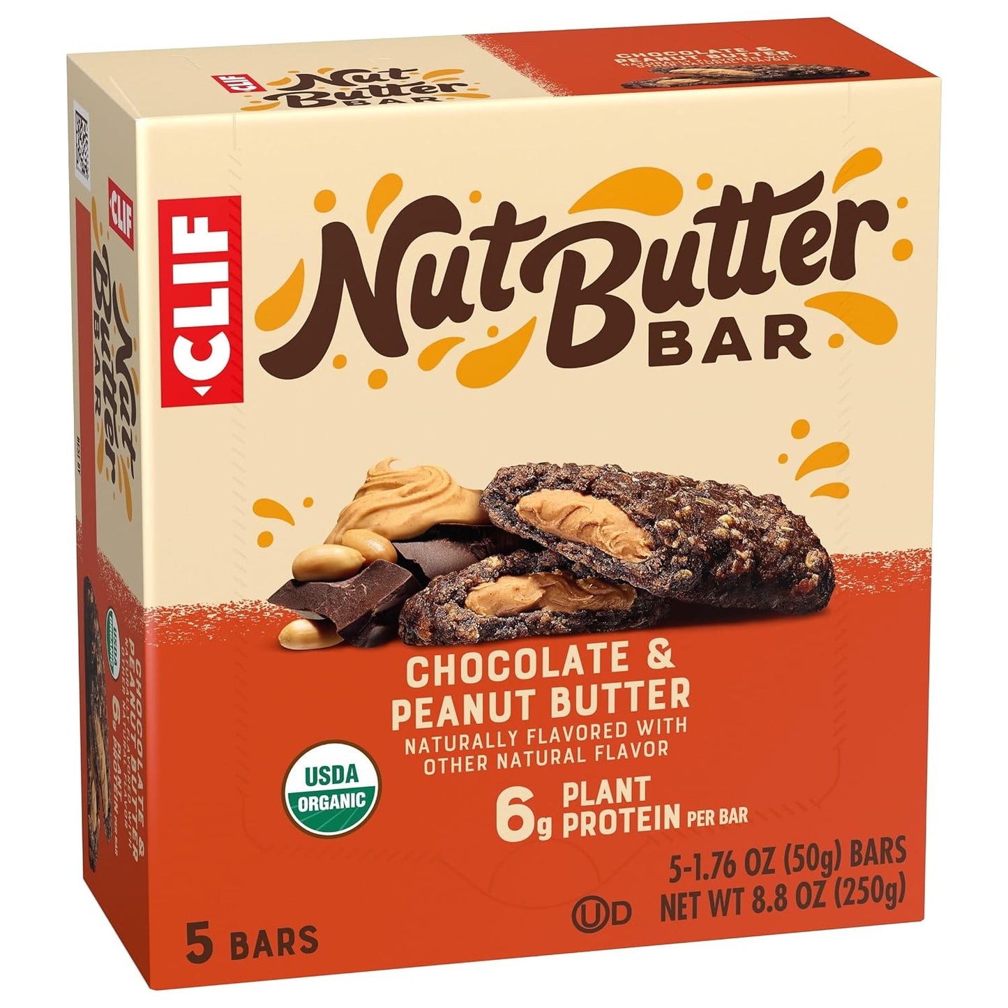 CLIF Nut Butter Bar - Chocolate Peanut Butter - Energy Snack Bars - Non-Gmo - USDA Organic - Plant Based - Low Glycemic - 1.76 Oz. (5 Pack)