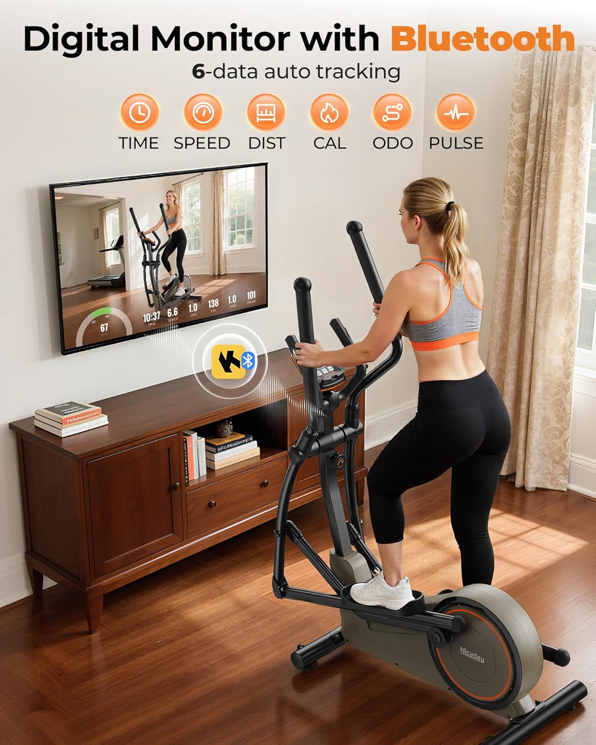 Elliptical Machine with Hyper-Quiet Magnetic Driving System