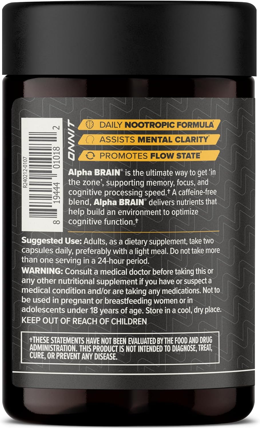 ONNIT Alpha Brain Nootropic Brain Supplement for Focus, Memory, and Mental Clarity