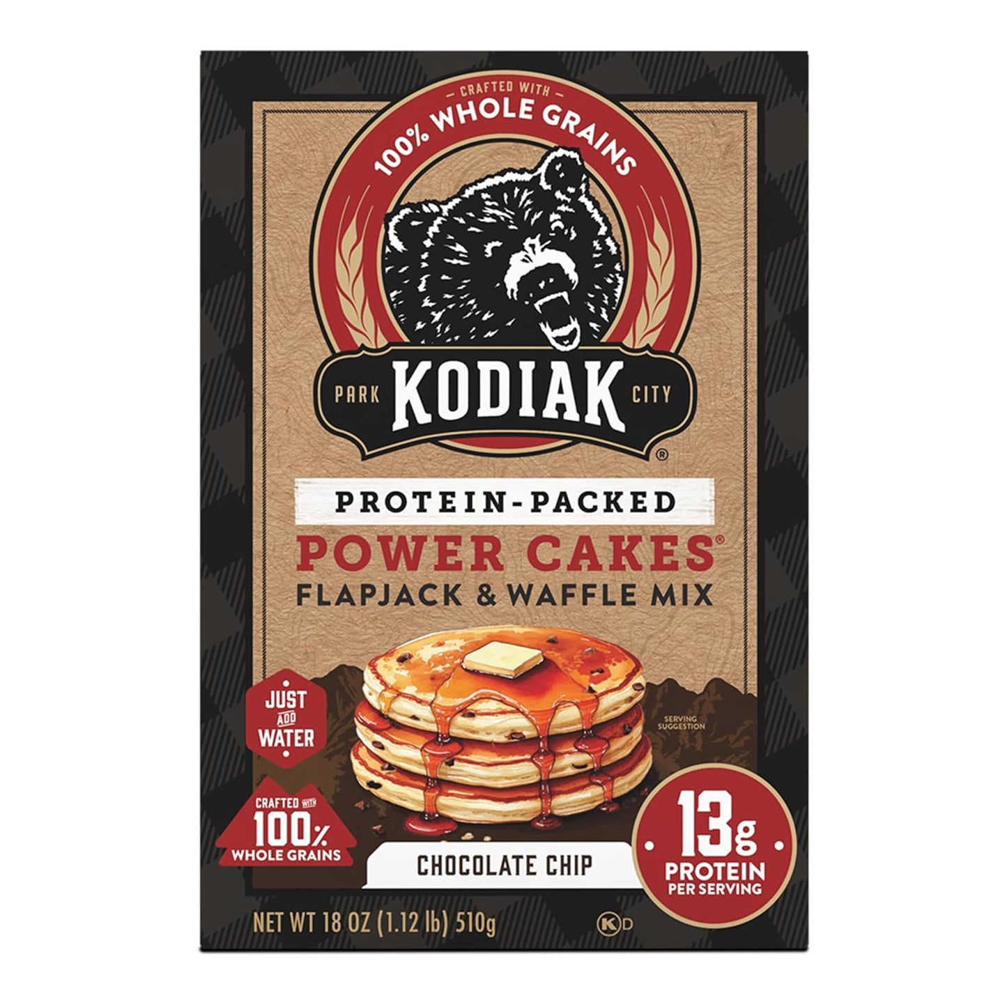 Kodiak Cakes Protein Pancake Power Cakes, Chocolate Chip (Pack of 6)