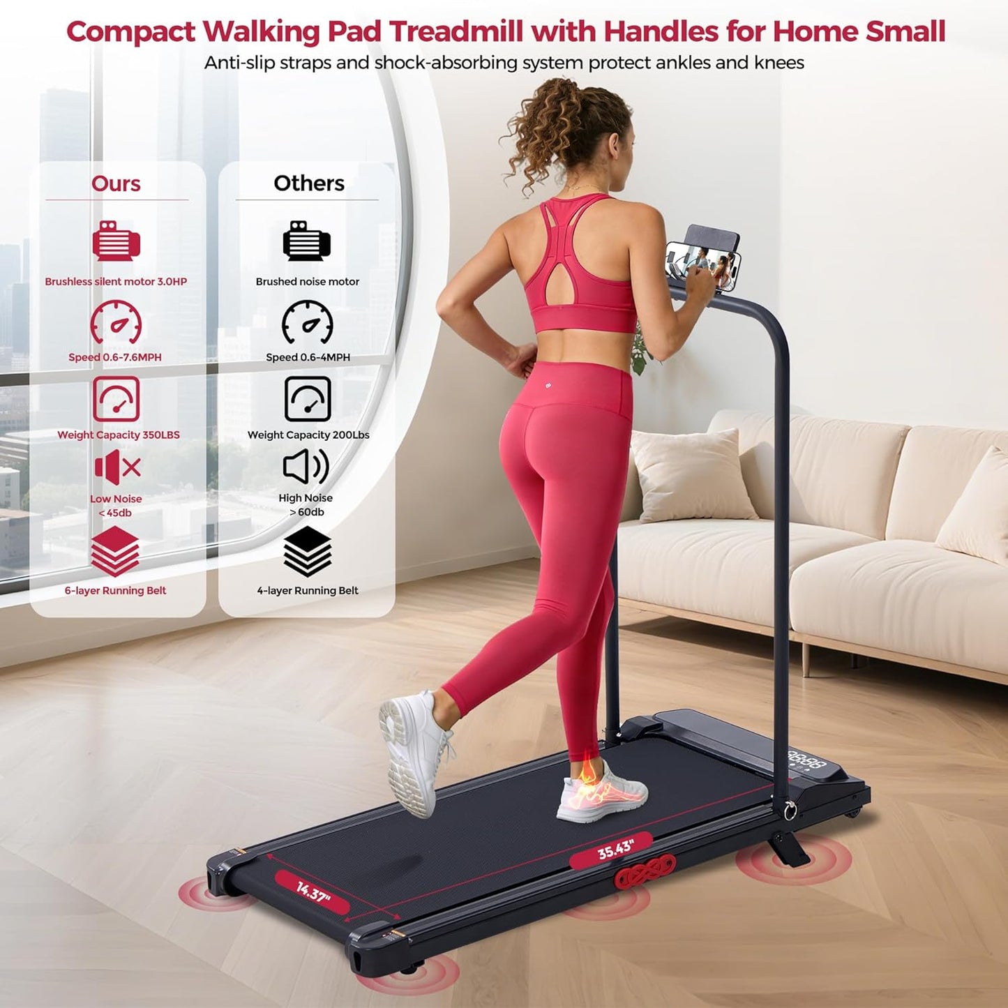 Potupus Walking Pad with Handlebar and Incline