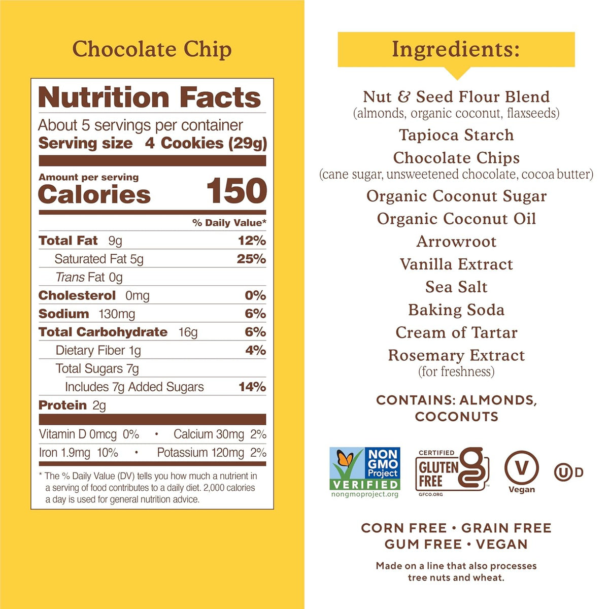 Simple Mills Almond Flour Chocolate Chip Cookies, Gluten Free and Delicious Crunchy Cookies