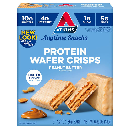 Atkins Peanut Butter Protein Wafer Crisps, 5 Count