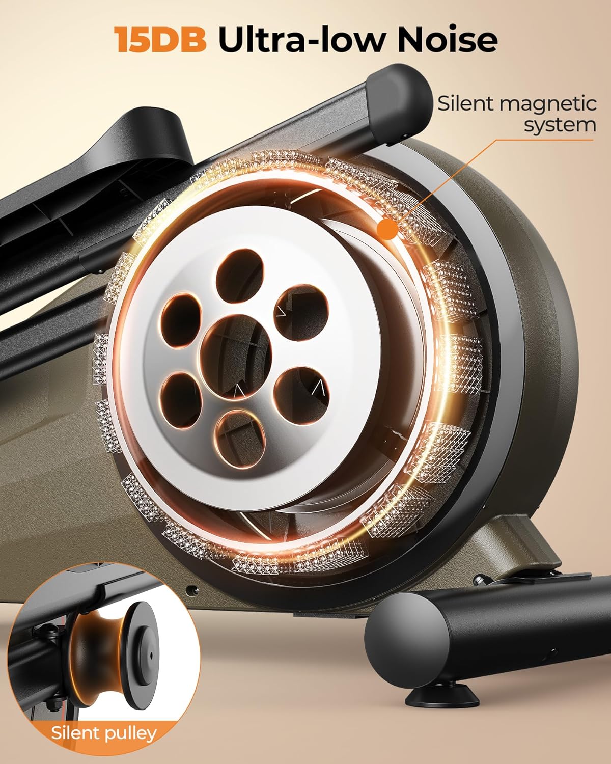 Elliptical Machine with Hyper-Quiet Magnetic Driving System