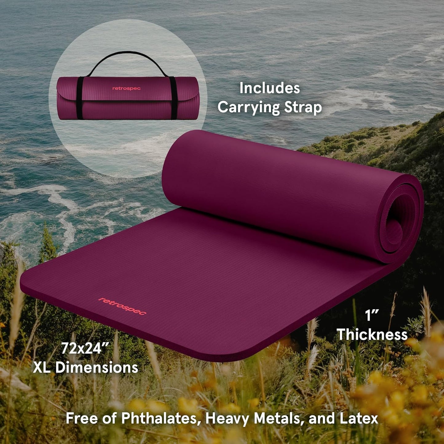 Solana Yoga Mat 1" Thick Non-Slip Workout Mat