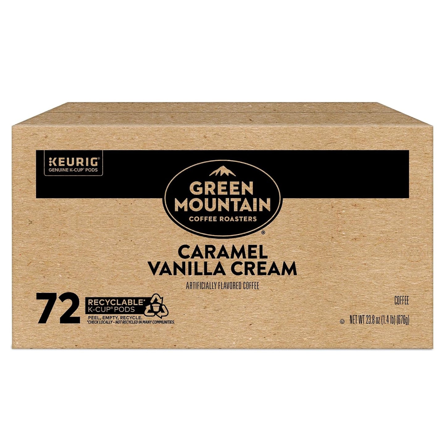 Green Mountain Coffee Roasters Caramel Vanilla Cream Keurig Single-Serve K-Cup Pods, Light Roast Coffee, 72 Count