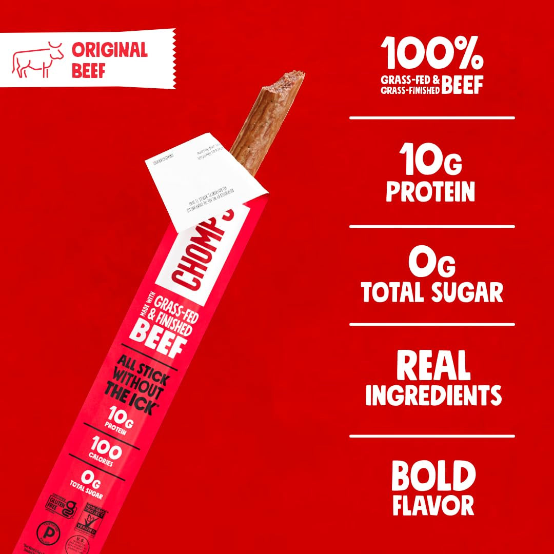 Chomps Grass-Fed Beef Jerky Snack Sticks