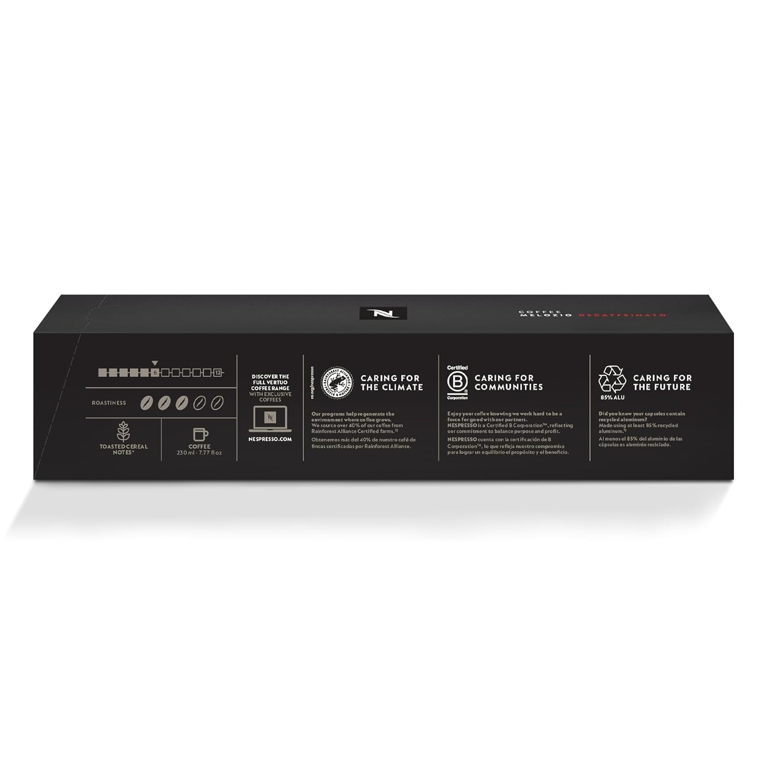 Nespresso Capsules Vertuo, Melozio Decaffeinato, Medium Roast Espresso, Brews 7.8 Oz.