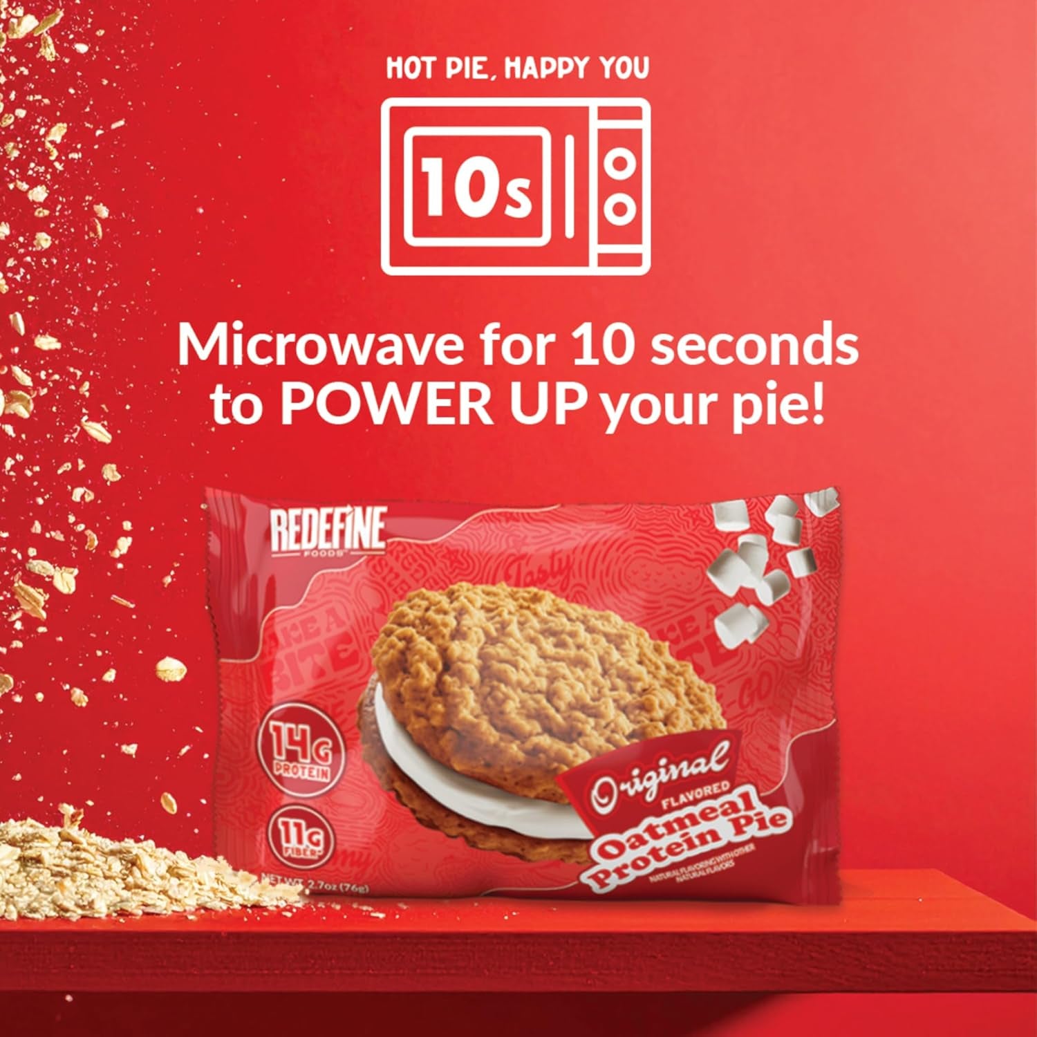 Redefine Foods Oatmeal Protein Pie, Original Flavor - 8 Count