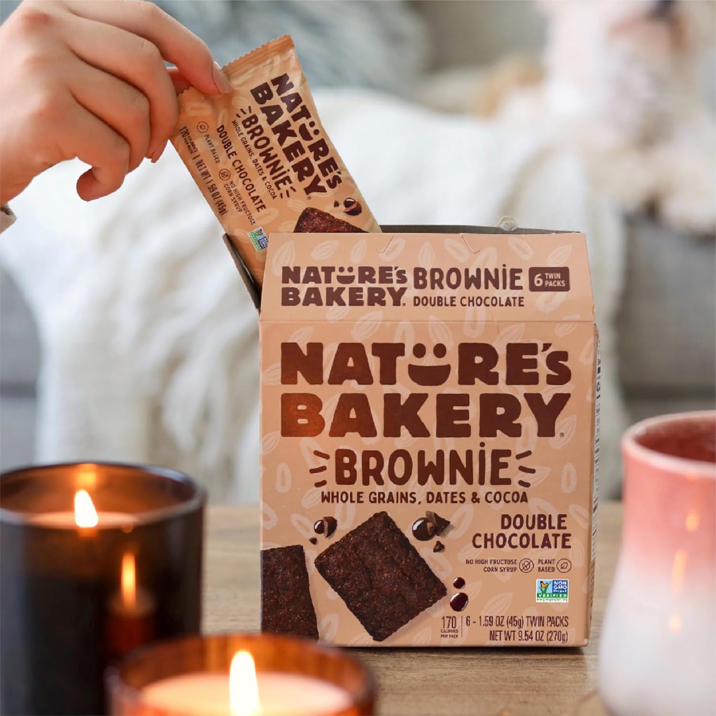 Nature’S Bakery Double Chocolate Brownie Bars, Whole Grains, Dates, and Cocoa, Plant Based, Dairy-Free, Snack Bar, Box of 12 Twin Packs