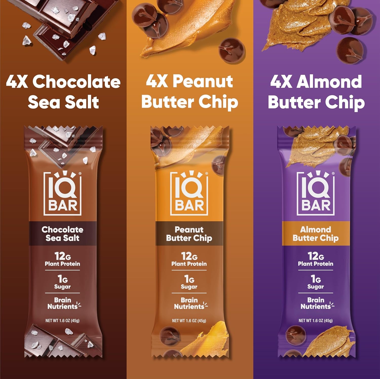 IQBAR Clean Plant Protein Bars - Chocolate Lovers Variety - 12 Count