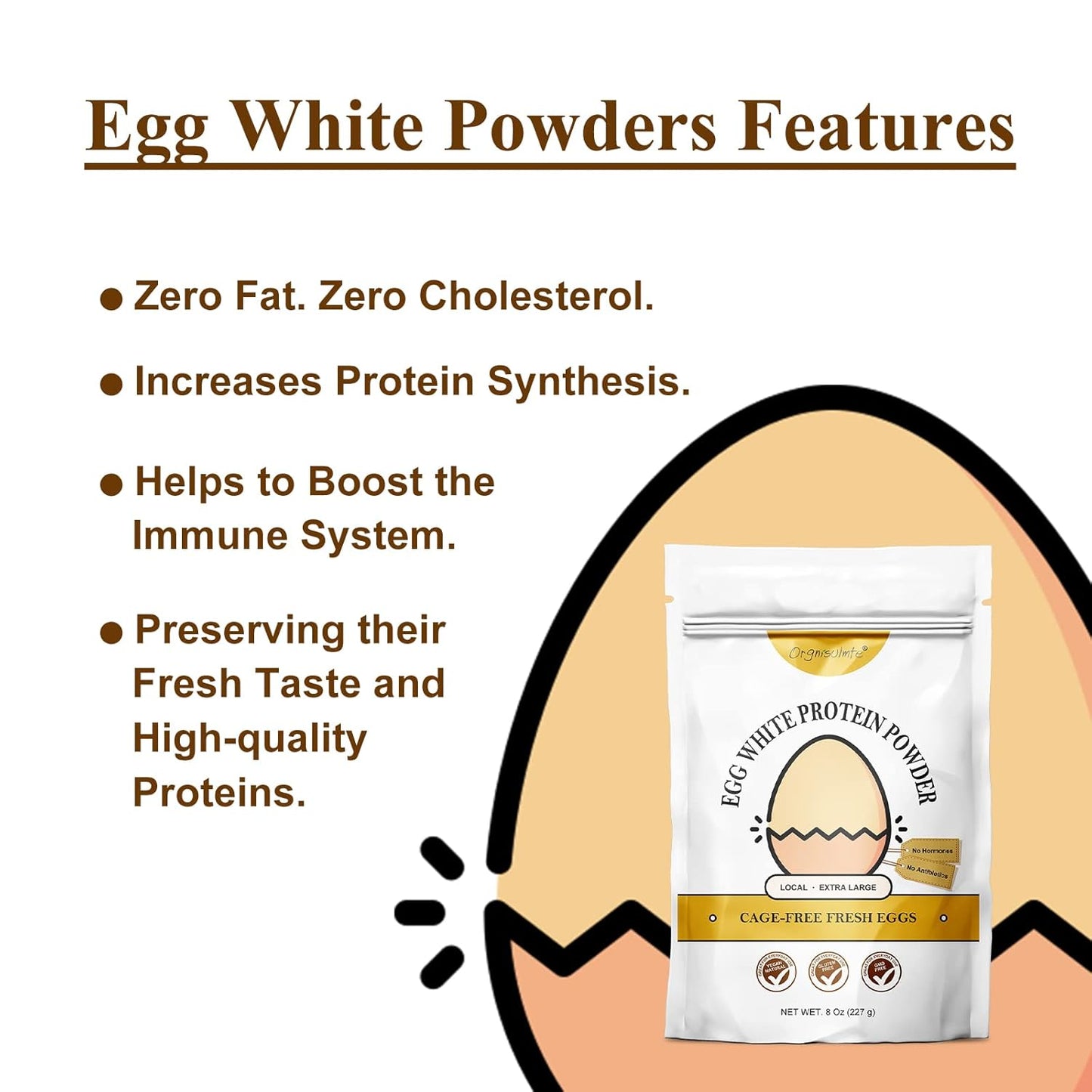 Orgnisulmte Egg White Protein Powder 8 oz