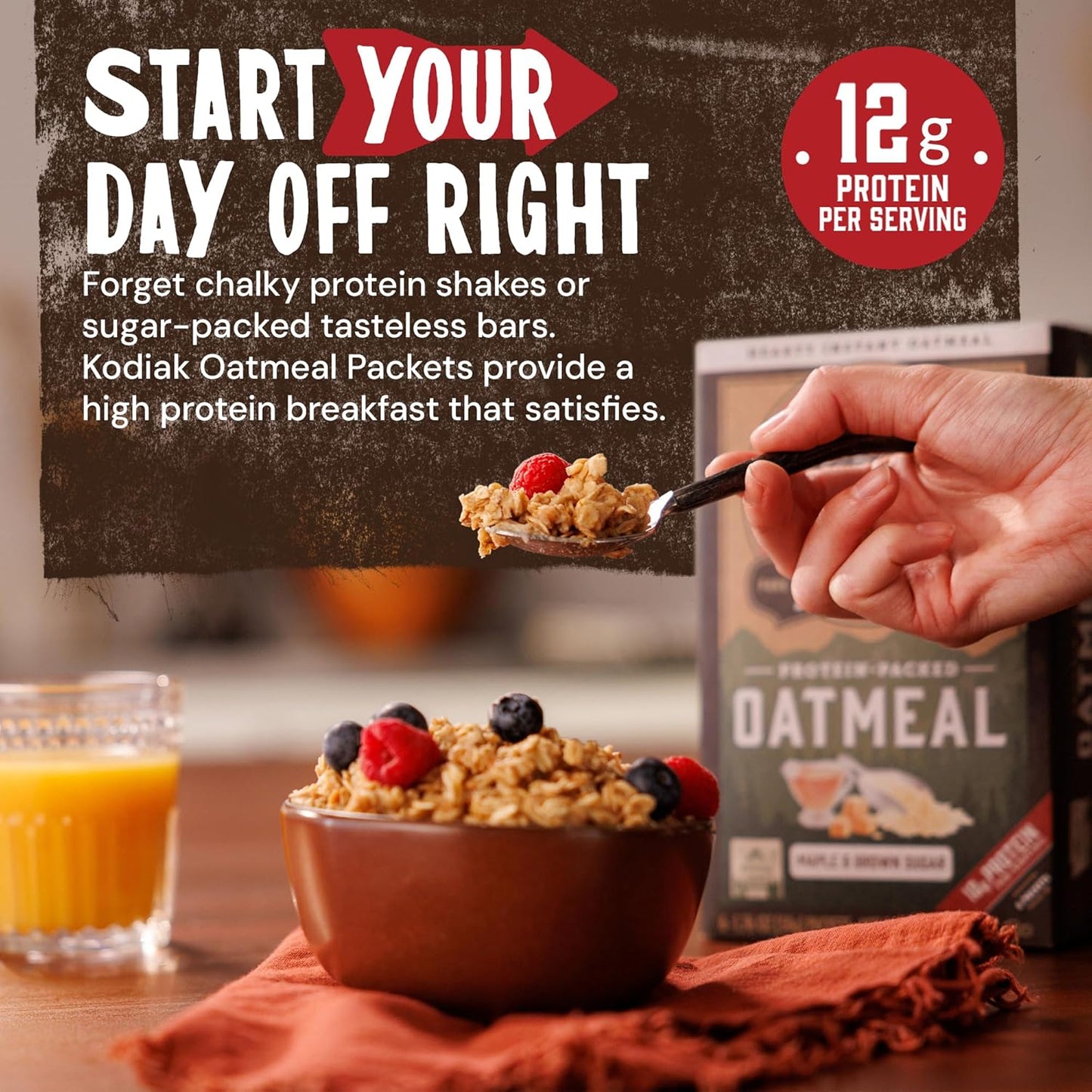 Kodiak Instant Oatmeal Packets, Maple Brown Sugar, High Protein (36 Packets Total)