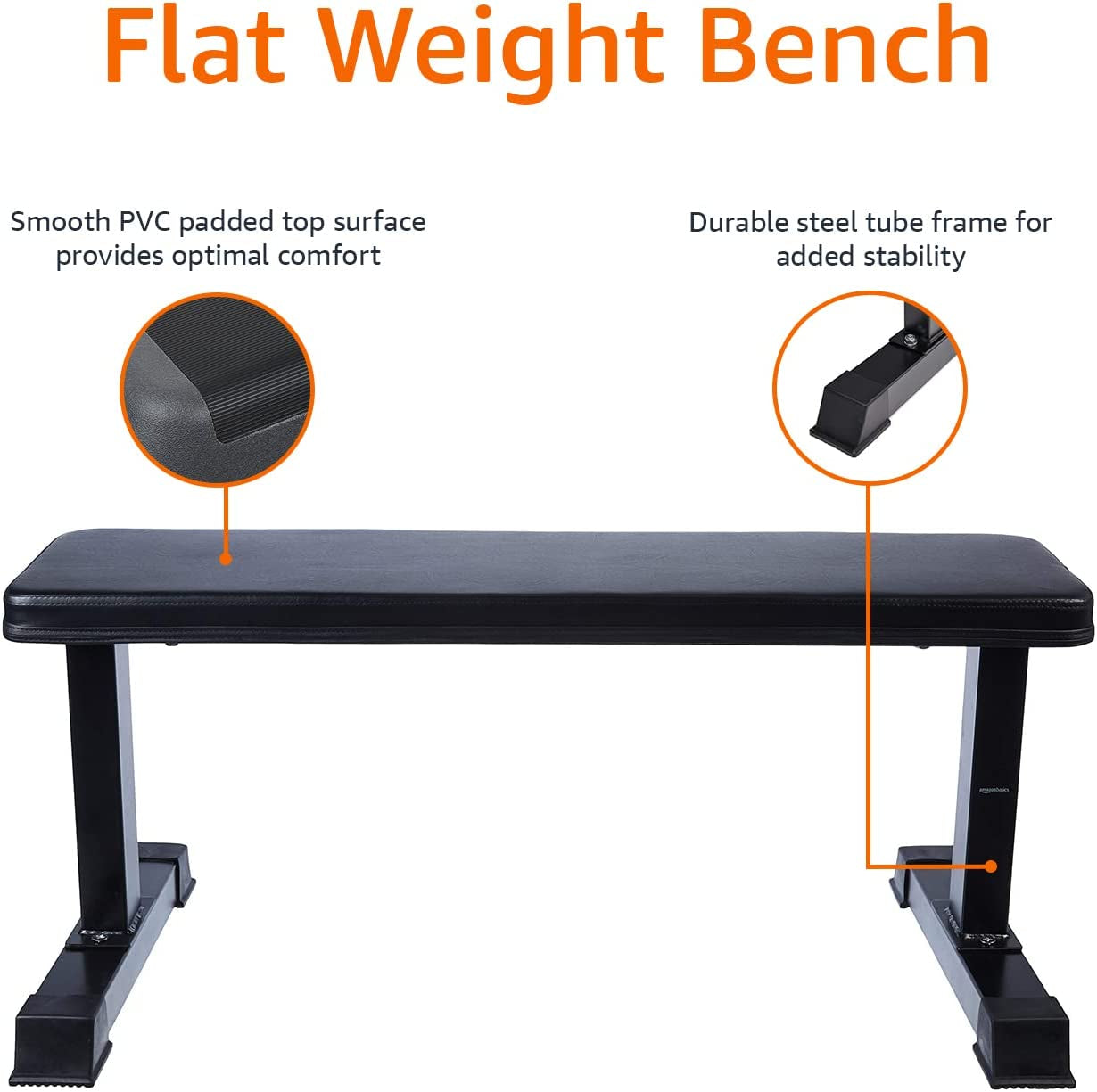 Basics Sturdy Flat Weight Bench for Home Gym