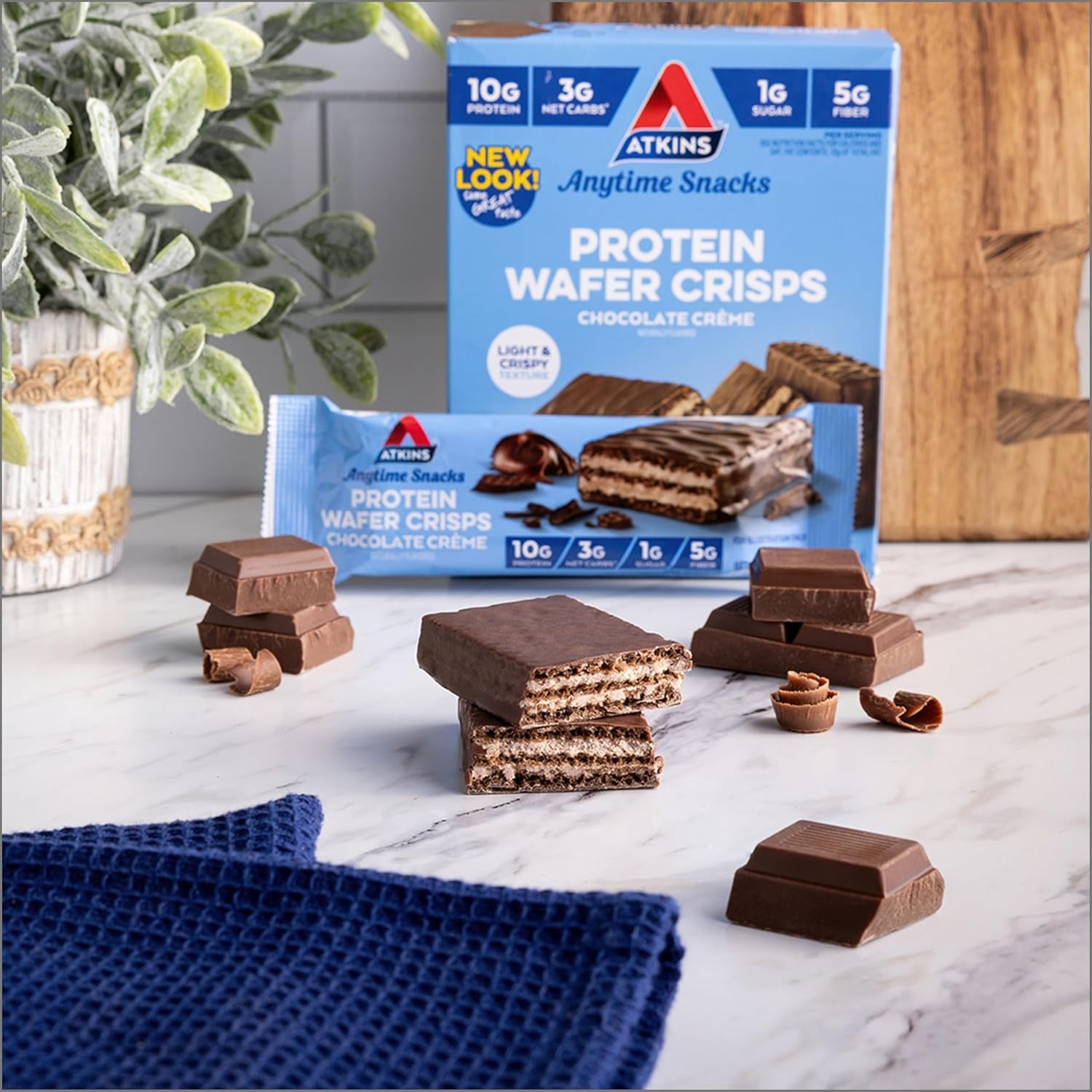 Atkins Chocolate Crème Protein Wafer Crisps, 5 Count