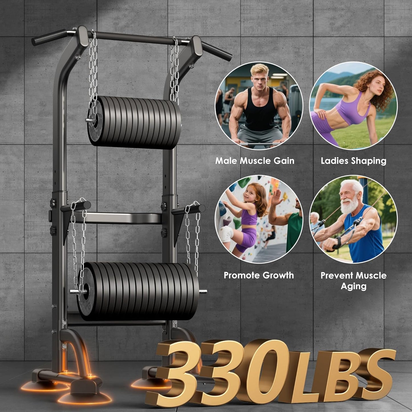 Power Tower Dip Station Pull up Bar for Home Gym
