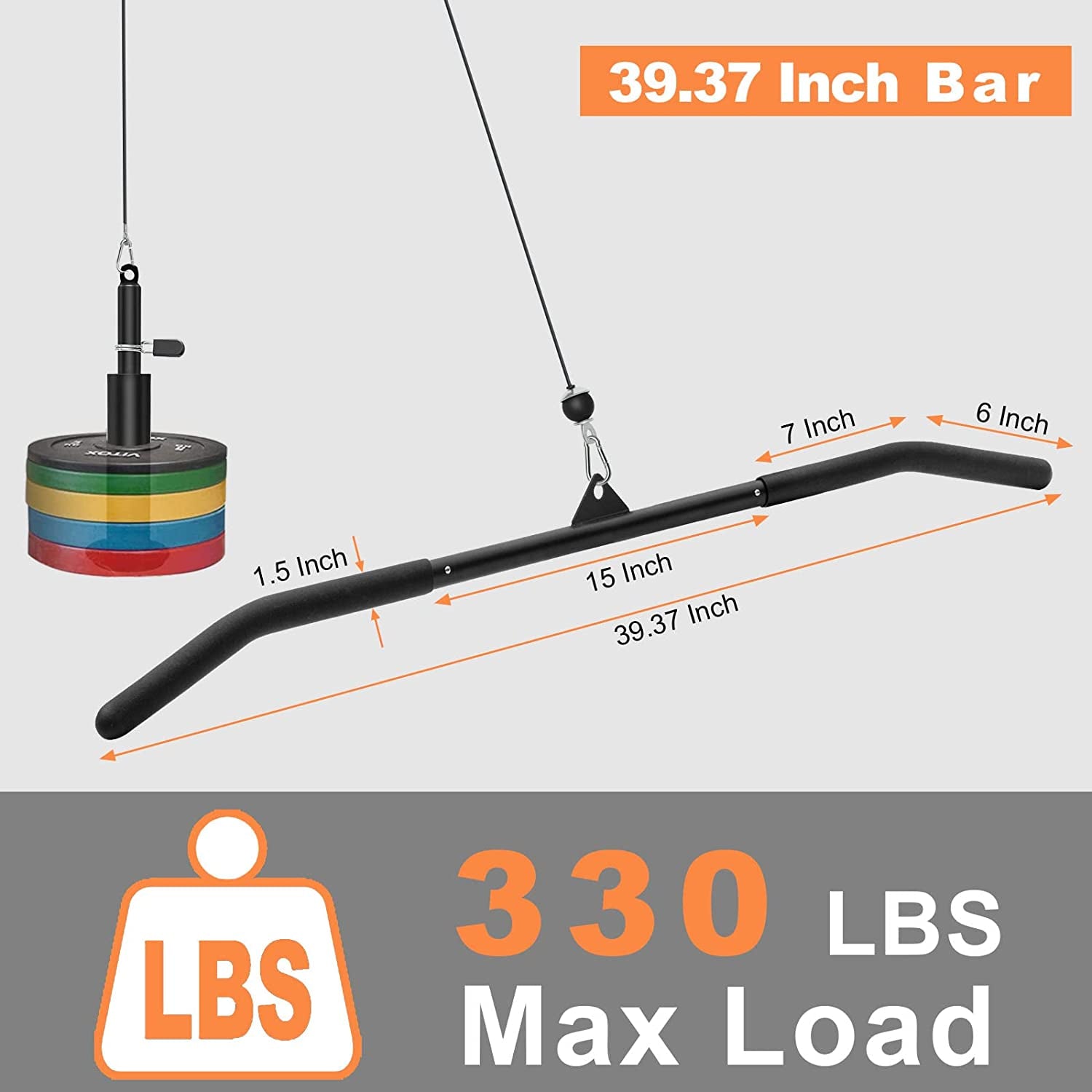 39.37 Inch LAT Pulldown Bar Attachment for Pulley Cable Machine