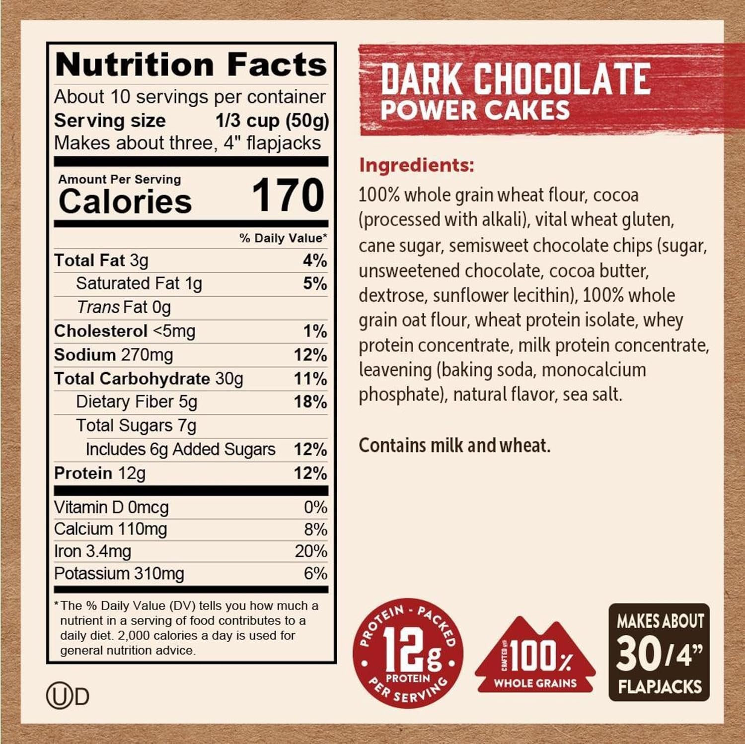 Kodiak Cakes Protein Pancake Power Cakes, Flapjack and Waffle Baking Mix, Dark Chocolate, 18 Ounce (Pack of 6)