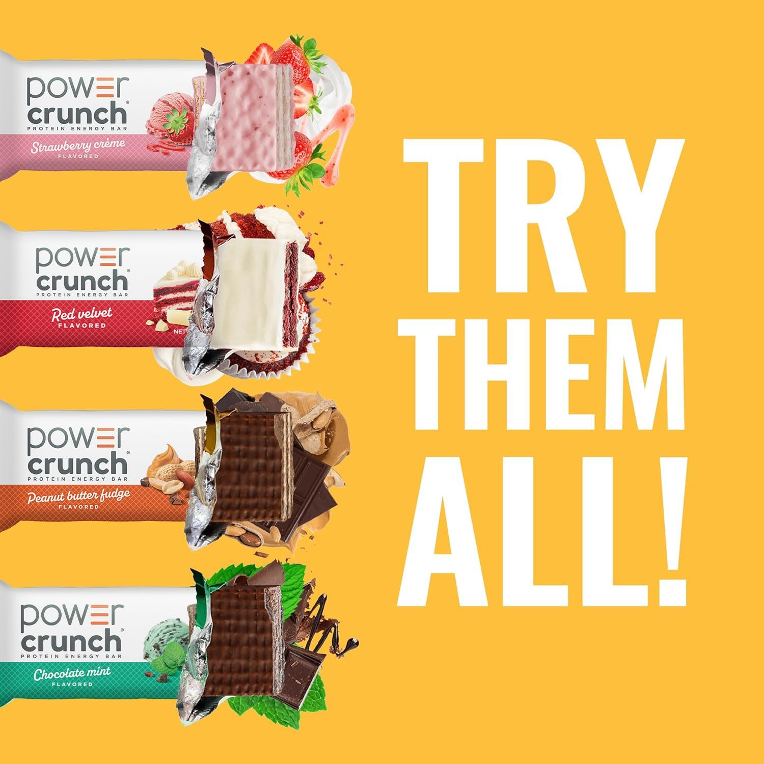 Power Crunch Protein Energy Wafer Bars, Chocolate Mint (12 Count)