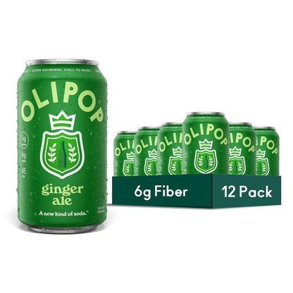 OLIPOP Prebiotic Soda Pop, Ginger Ale (12-Cans)