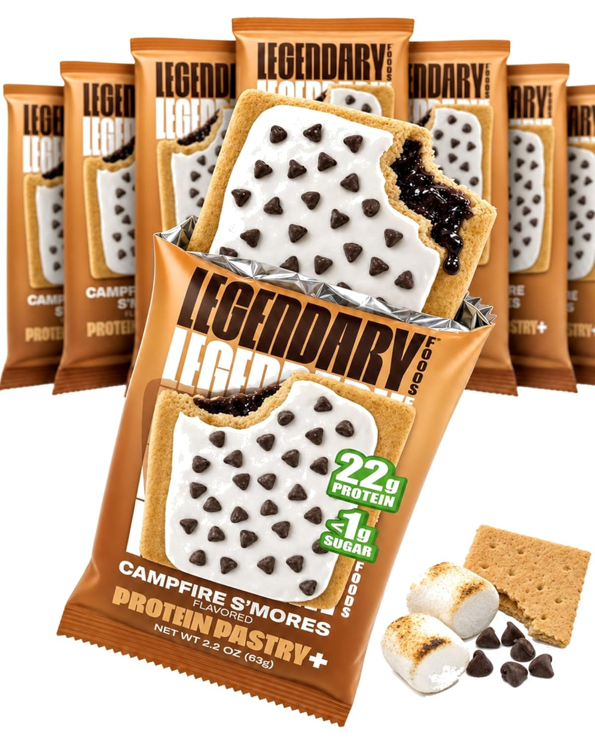 Legendary Foods 22g Protein Pastry 0g Added Sugar, 8 Pack Campfire S'Mores