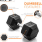 55 Pound Coated Hex Dumbbell Weight