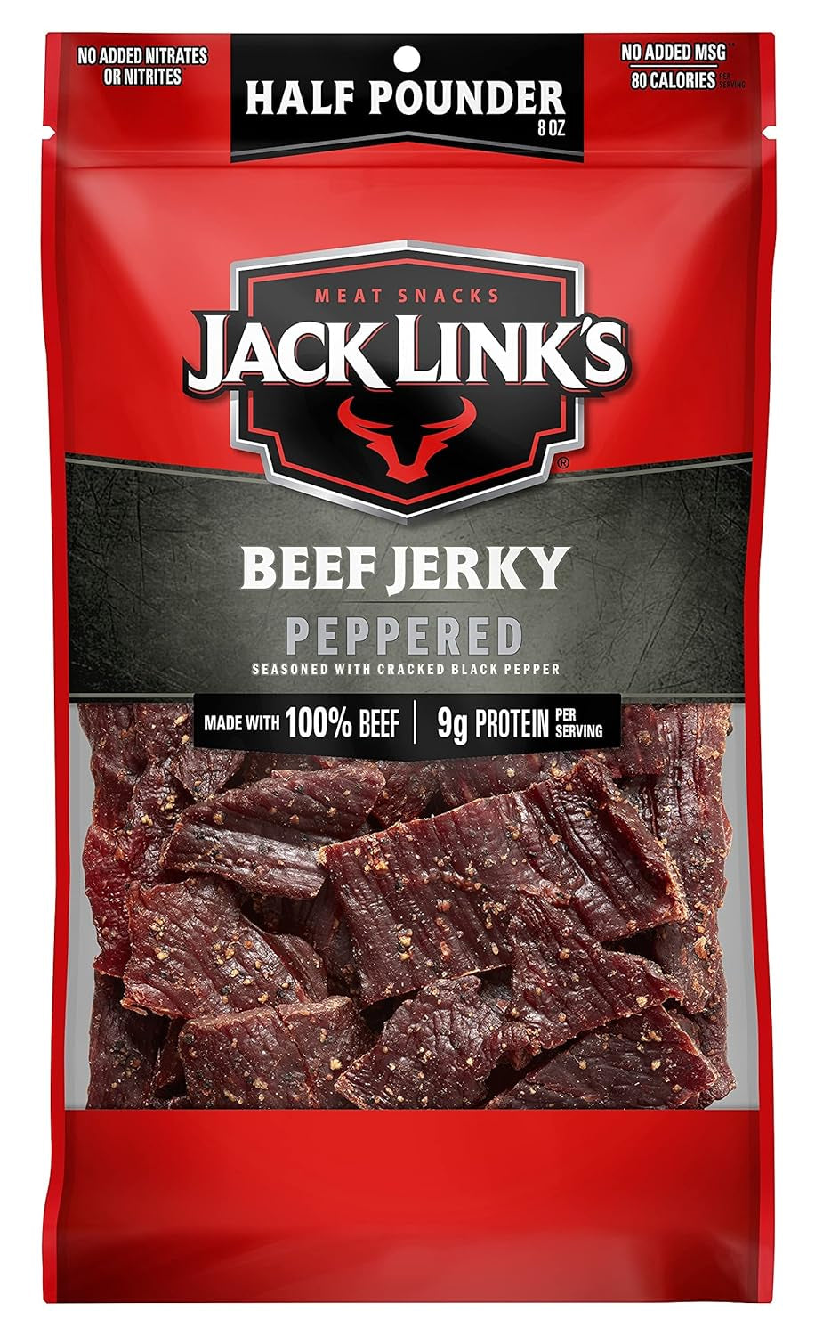 Jack Link's Beef Jerky, Peppered, Half Pounder Large Jerky Bag