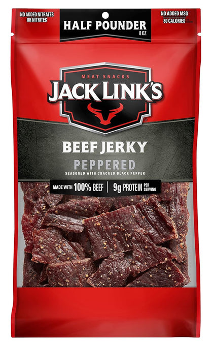 Jack Link's Beef Jerky, Peppered, Half Pounder Large Jerky Bag